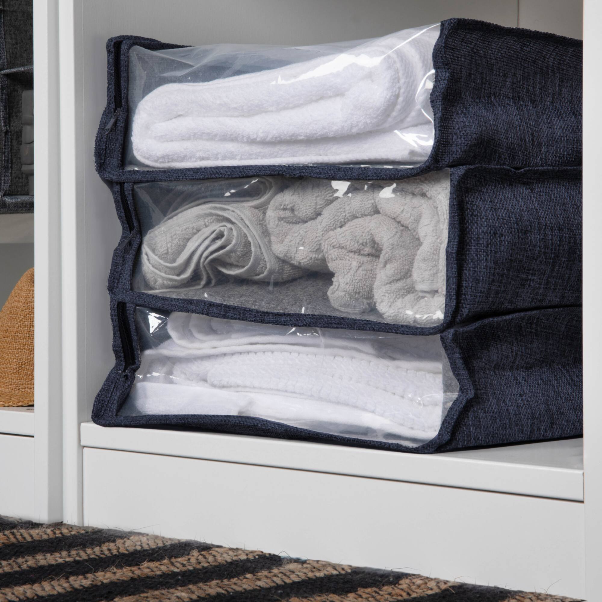 Household Essentials 16" Denim Blue Under the Bed Zippered Sweater Storage Bag, 3ct.